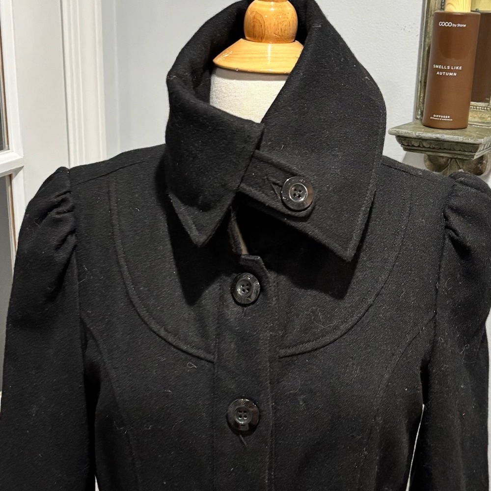 Anthropologie Black A-Line Wool Coat - Picture 4 of 12